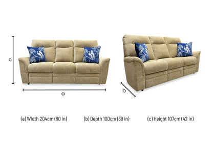Parker Knoll 'Hudson 23' Mixed Weave Dark Beige Fabric 3 Seater Sofa