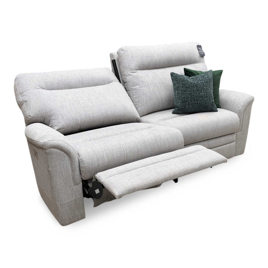 Full view of the Parker Knoll ‘Hudson’ Large 2-Seater Power Recliner Sofa in Hatton Taupe, featuring a high, supportive tiered back design and deeply cushioned seats.