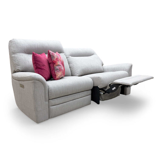 Full view of the Parker Knoll ‘Hudson 23’ large 2-seater power recliner sofa in Hatton Taupe fabric.