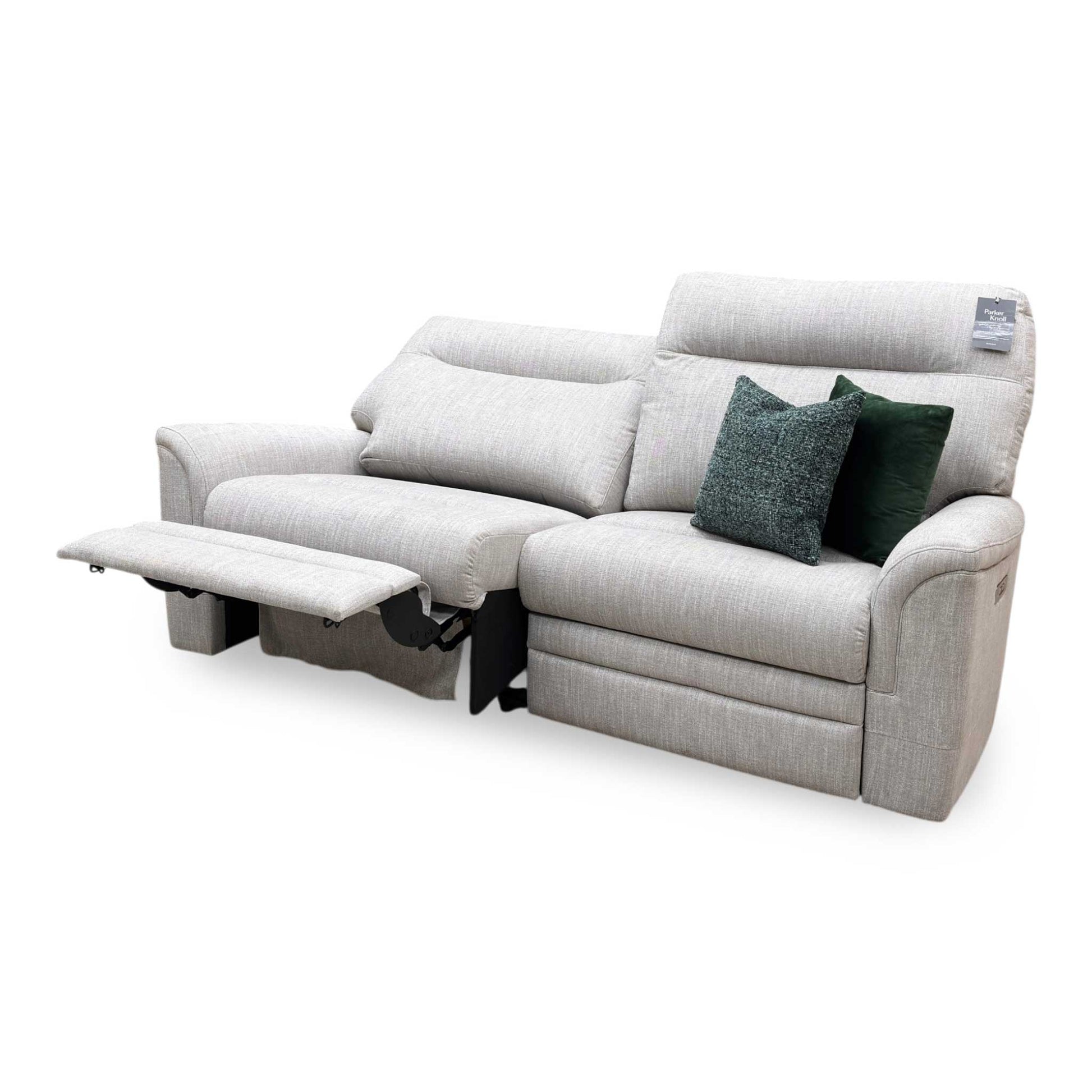 Side profile view of the Hudson large 2-seater sofa, emphasizing the supportive lumbar design and the sleek, classic silhouette of the armrest.