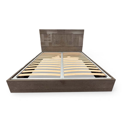 Front view of the 'Venezia' Italian Silver Birch Super King Bed Frame, featuring a sleek modern design and high-gloss silver birch finish.