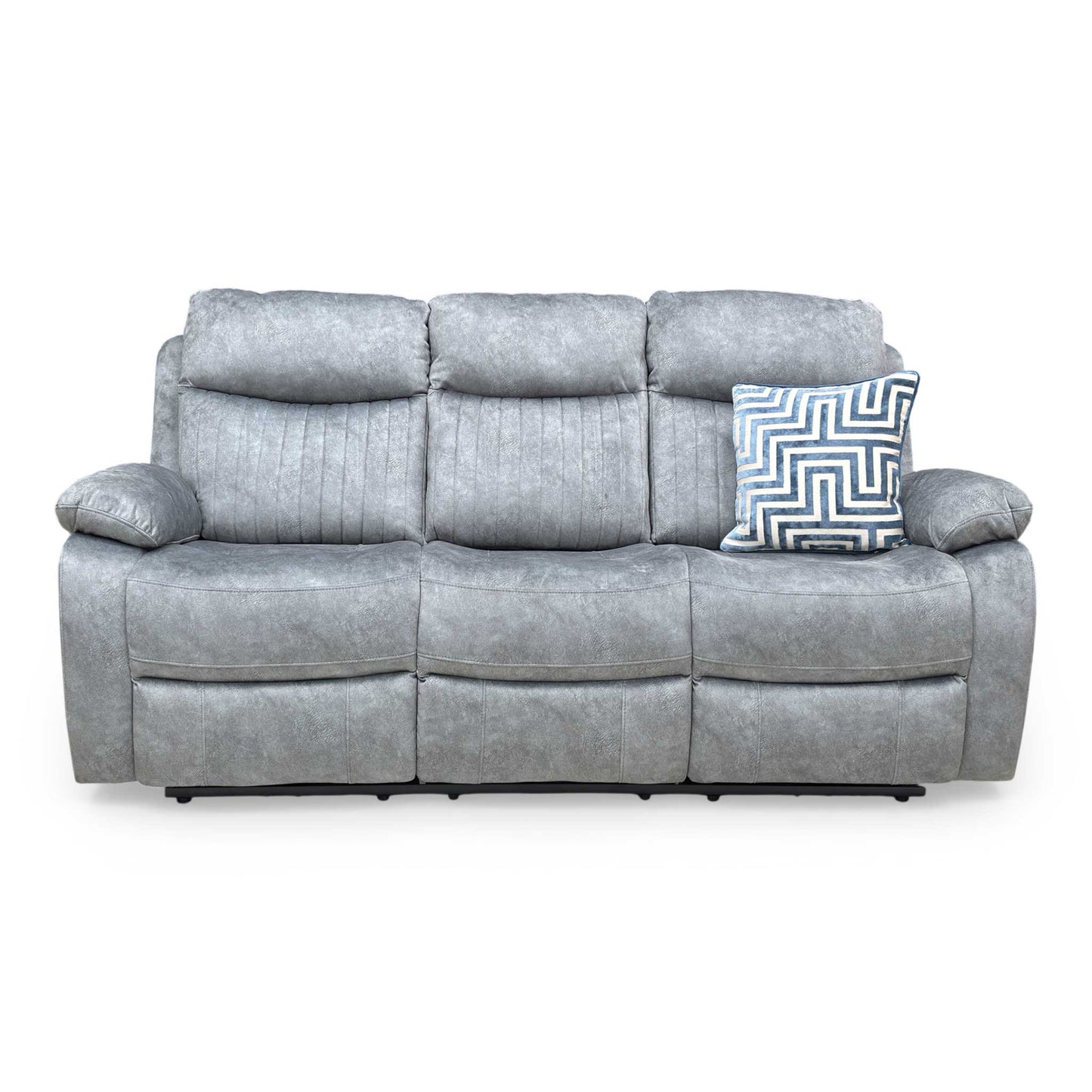 ‘Brystol’ Dapple Grey Velvet 3 Seater Power Recliner Sofa with Drop Down Cup Holder