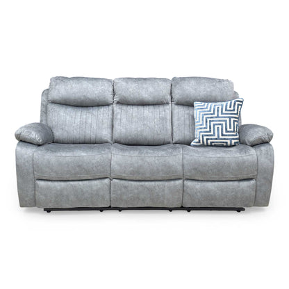 ‘Brystol’ Dapple Grey Velvet 3 Seater Power Recliner Sofa with Drop Down Cup Holder
