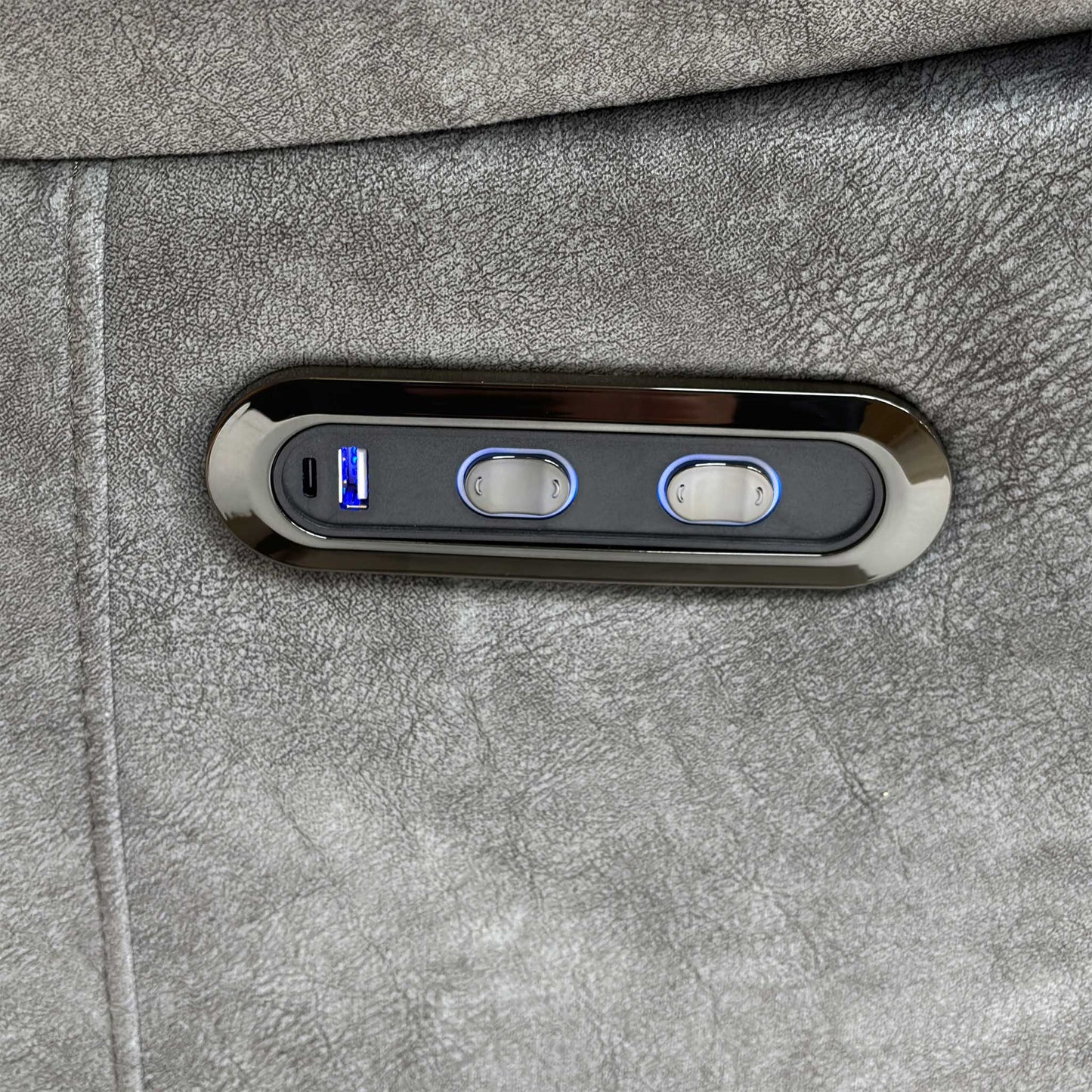 ‘Brystol’ Dapple Grey Velvet 3 Seater Power Recliner Sofa with Drop Down Cup Holder