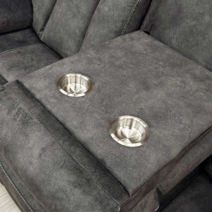 ‘Merrion’ Dapple Charcoal Fabric 3 Seater Power Recliner with Drop Down Cup Holder Direct From Manufacturer