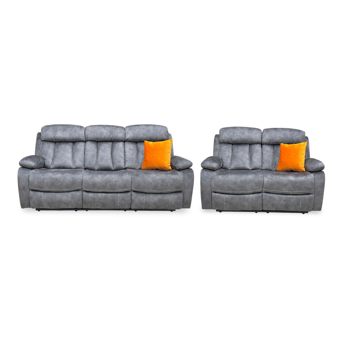 'Merrion’ Dapple Charcoal Fabric 3 + 2 Seater Power Recliner with Drop Down Cup Holder Sofa Set