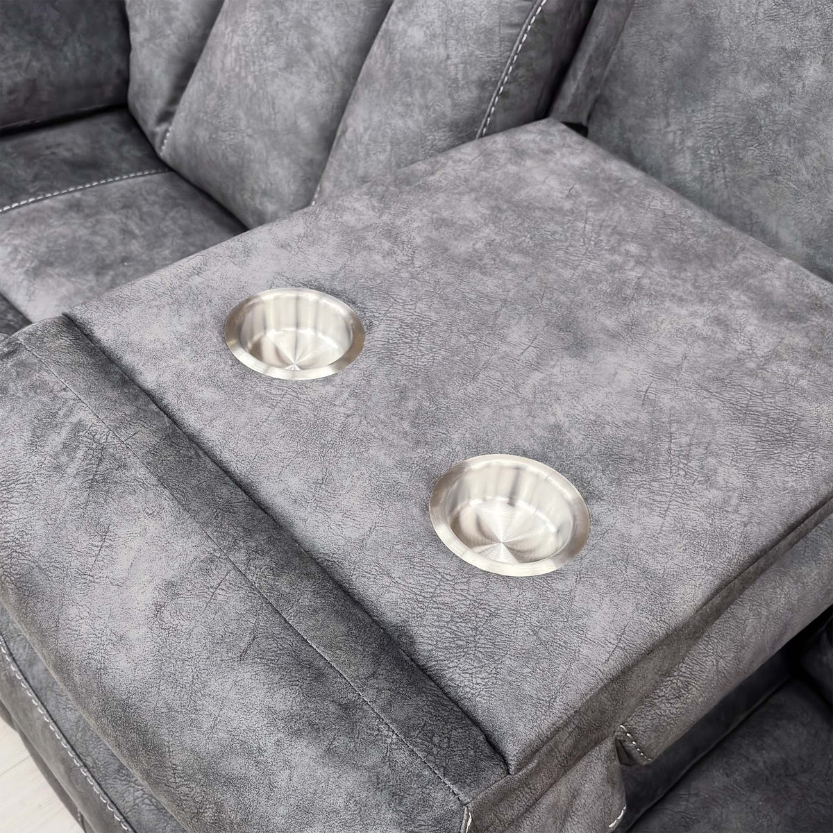 'Merrion’ Dapple Charcoal Fabric 3 + 2 Seater Power Recliner with Drop Down Cup Holder Sofa Set