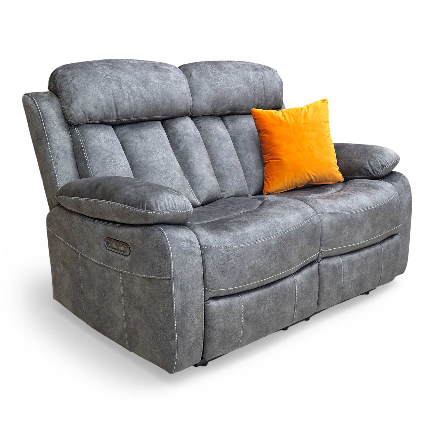 ‘Merrion’ Dapple Charcoal Fabric 2 Seater Power Recliner