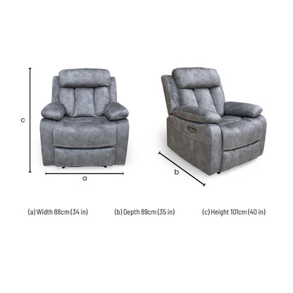 ‘Merrion' Dapple Charcoal Fabric Power Recliner Chair Direct From Manufacturer