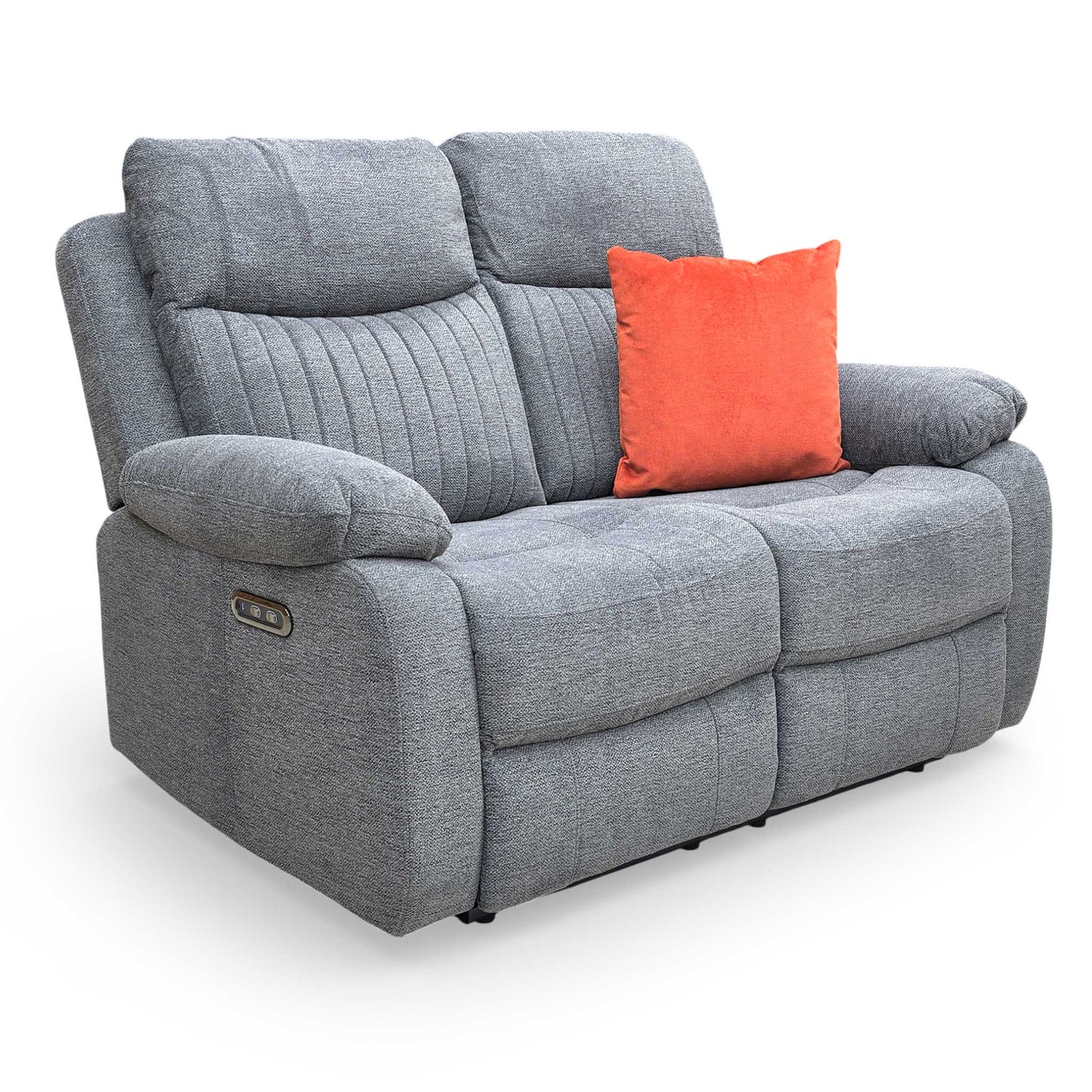 'Brystol' Dark Grey Woven Fabric 2 Seater Power Recliner Sofa