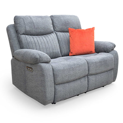 'Brystol' Dark Grey Woven Fabric 2 Seater Power Recliner Sofa