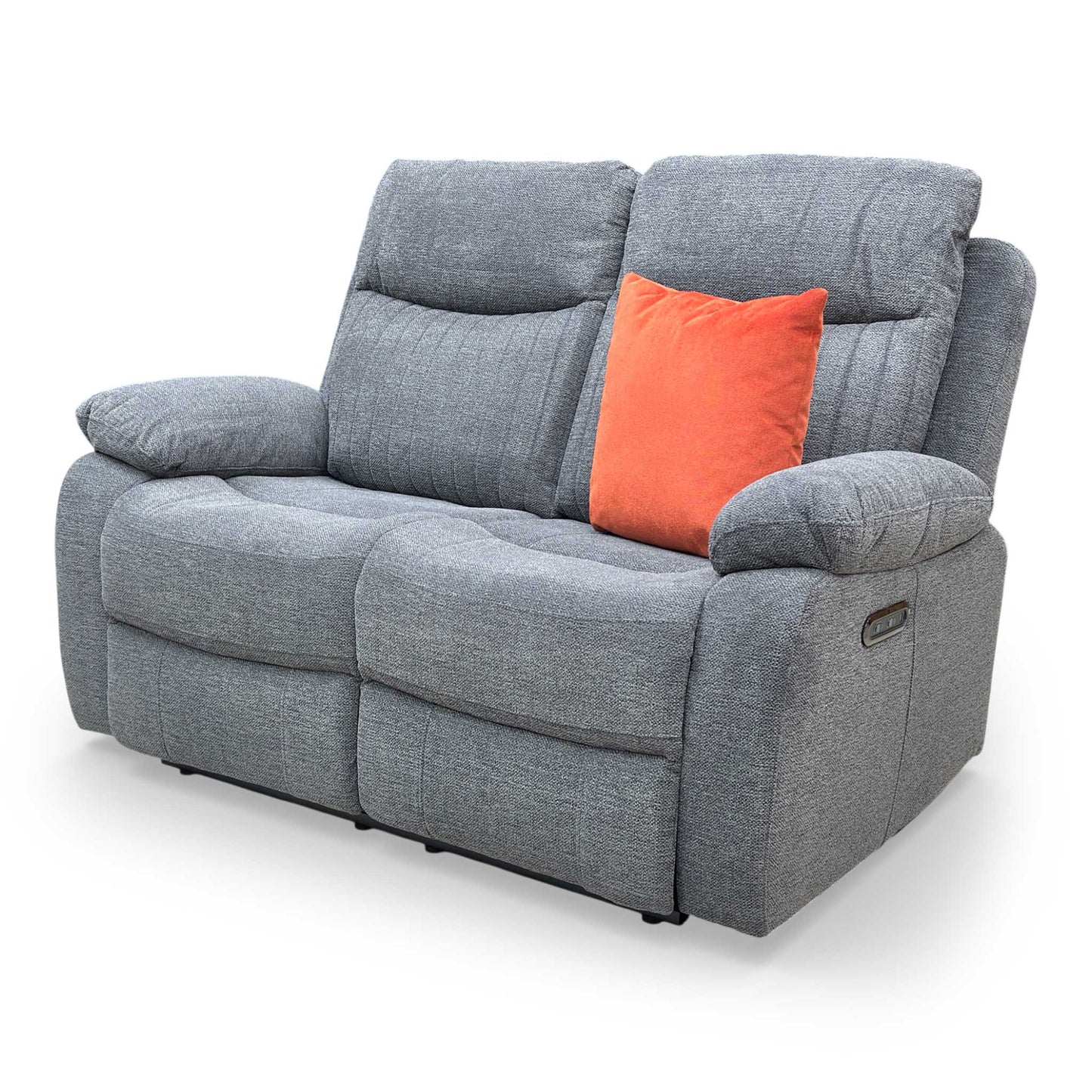 'Brystol' Dark Grey Woven Fabric 2 Seater Power Recliner Sofa
