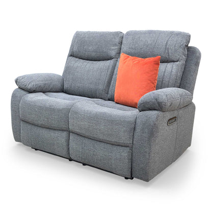 'Brystol' Dark Grey Woven Fabric 2 Seater Power Recliner Sofa