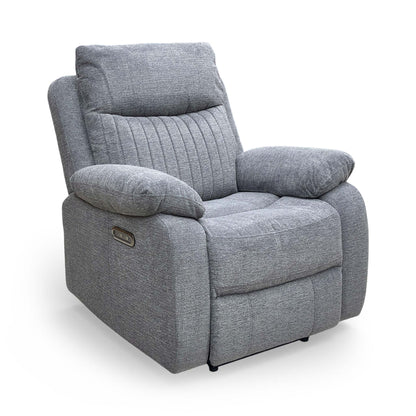 ‘Brystol' Dark Grey Woven Fabric Power Recliner Chair