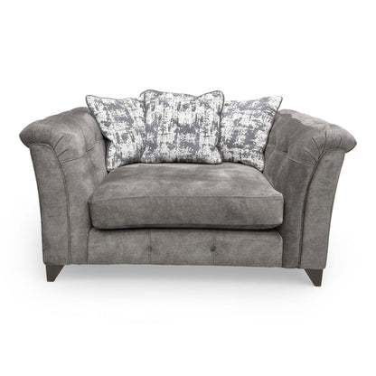 Front view of the Boutique ‘Aura’ Kenzo 2-seater scatter back love chair in sumptuous mink velvet.