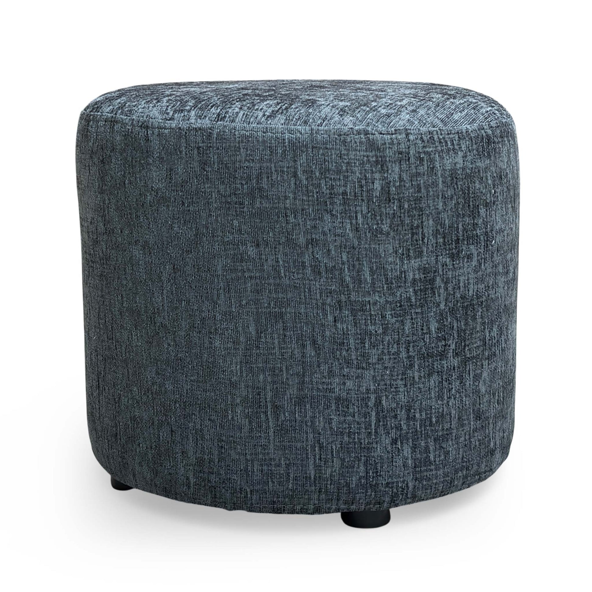 Front view of the Very ‘Oslo’ footstool in charcoal fabric, featuring a compact and modern square design.