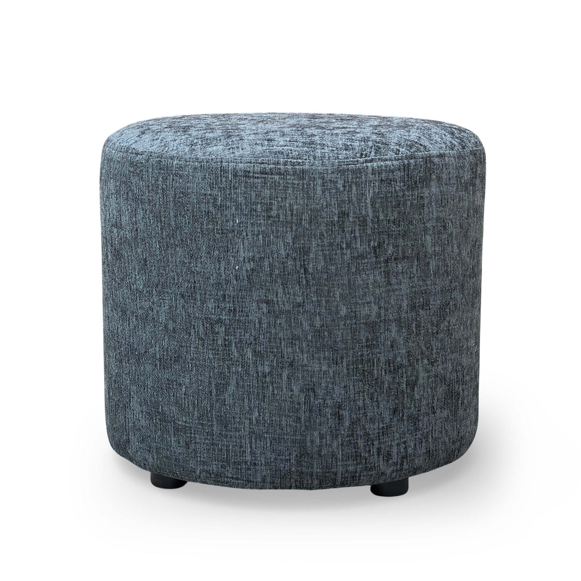 Full view of the Very ‘Oslo’ footstool in charcoal fabric, featuring a compact and modern square design.