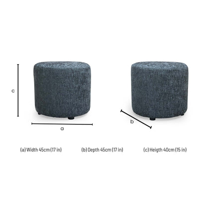 Dimensions for the Very ‘Oslo’ Charcoal Fabric Footstool