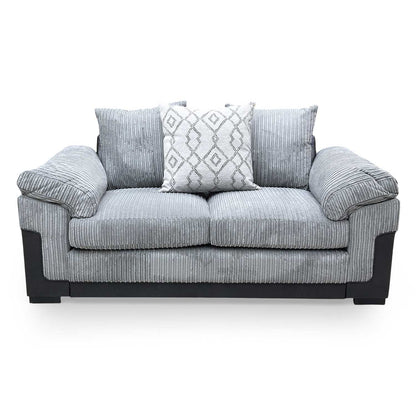 Front view of the Very ‘Marissa’ 2 seater sofa in grey jumbo cord fabric, showcasing a soft, inviting texture and contemporary design.