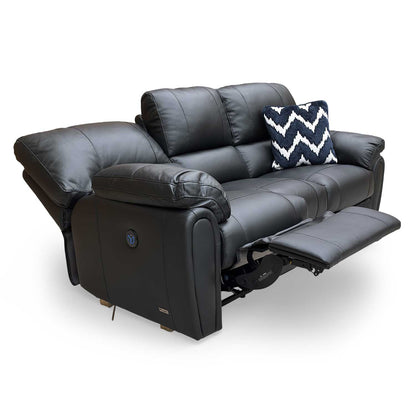 Side view of the ‘Leighton’ recliner in the upright position, emphasizing the ergonomic high-back support.