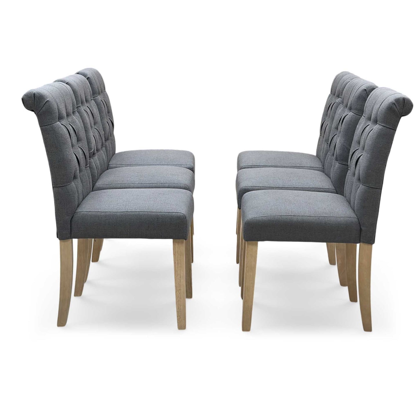 ‘Lewis’ Rectangular 160cm Extending Dining Table with Anthracite Grey Fabric Set of 6 Button Back Chairs