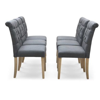 ‘Lewis’ Rectangular 160cm Extending Dining Table with Anthracite Grey Fabric Set of 6 Button Back Chairs