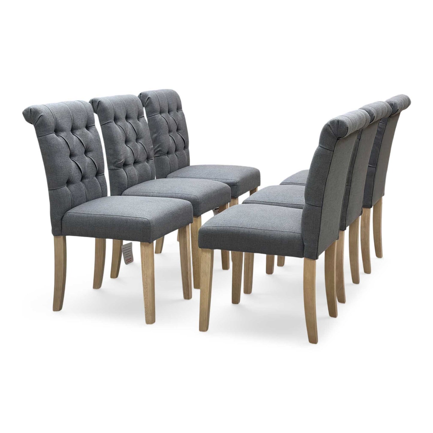 ‘Lewis’ Rectangular 160cm Extending Dining Table with Anthracite Grey Fabric Set of 6 Button Back Chairs