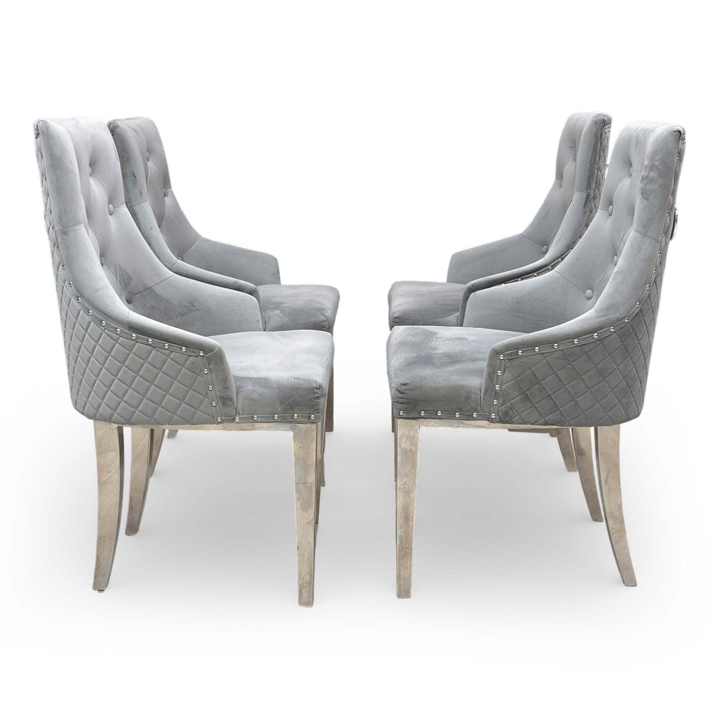 Side view of the ‘Dolce’ dining chair showcasing the elegant silhouette and cushioned seat depth.