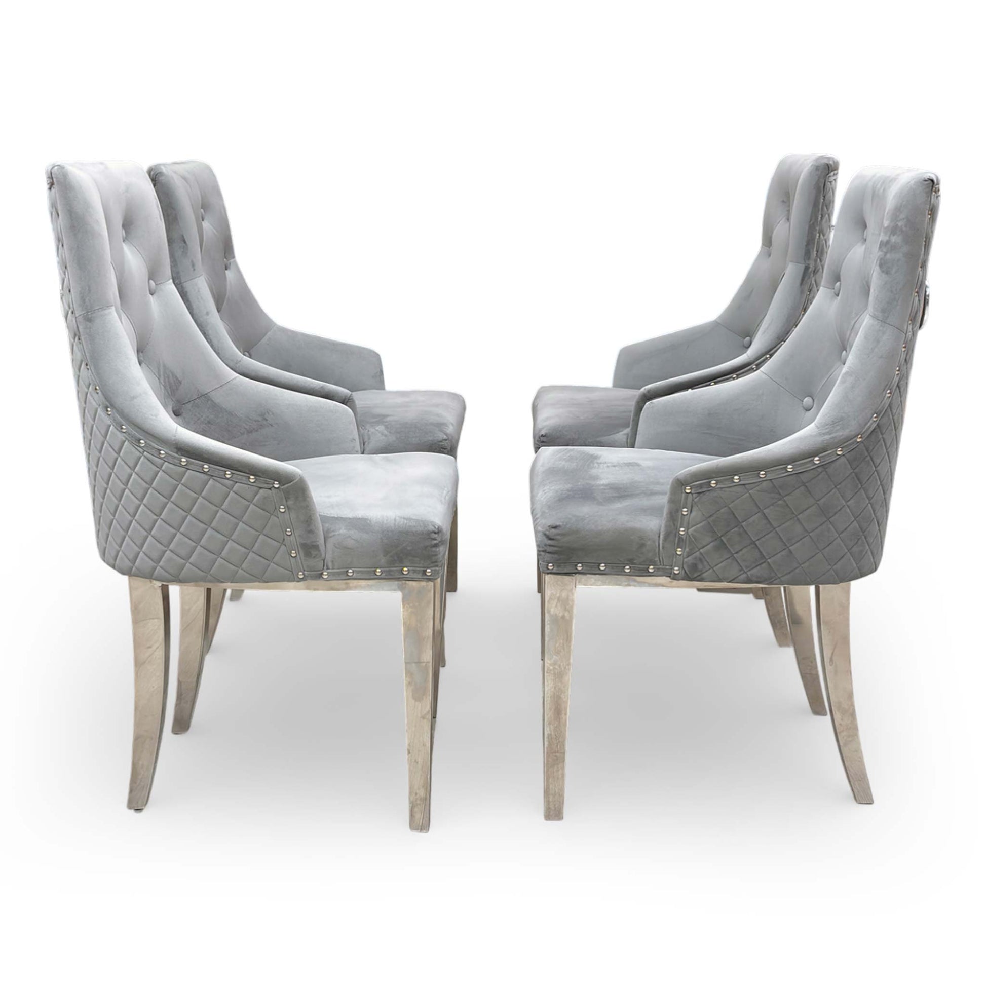 Side view of the ‘Dolce’ dining chair showcasing the elegant silhouette and cushioned seat depth.