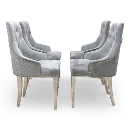 Side view of the ‘Dolce’ dining chair showcasing the elegant silhouette and cushioned seat depth.