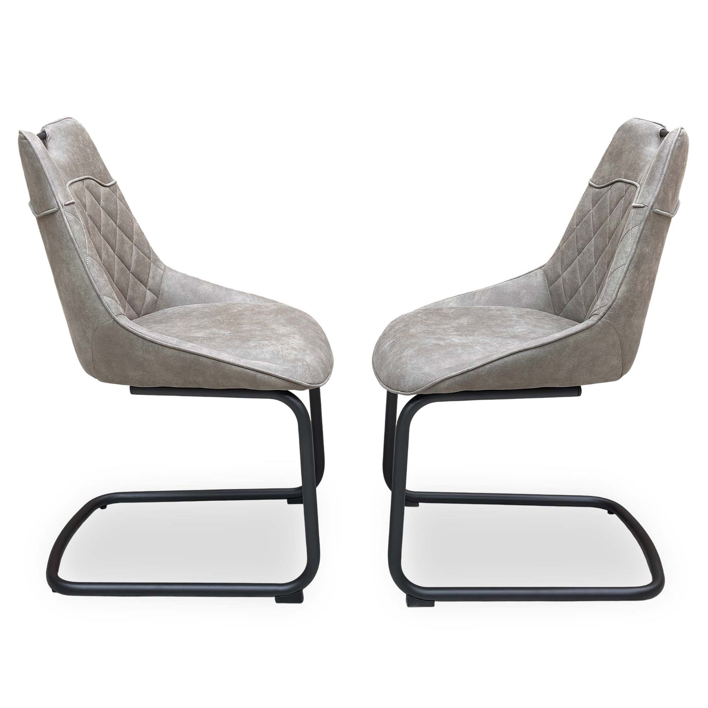 Side profile of the Warrior chair showcasing the ergonomic "C" shaped metal cantilever frame.