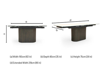 ‘Tiber’ Cermaic Top Draw Leaf Extending Dining Table