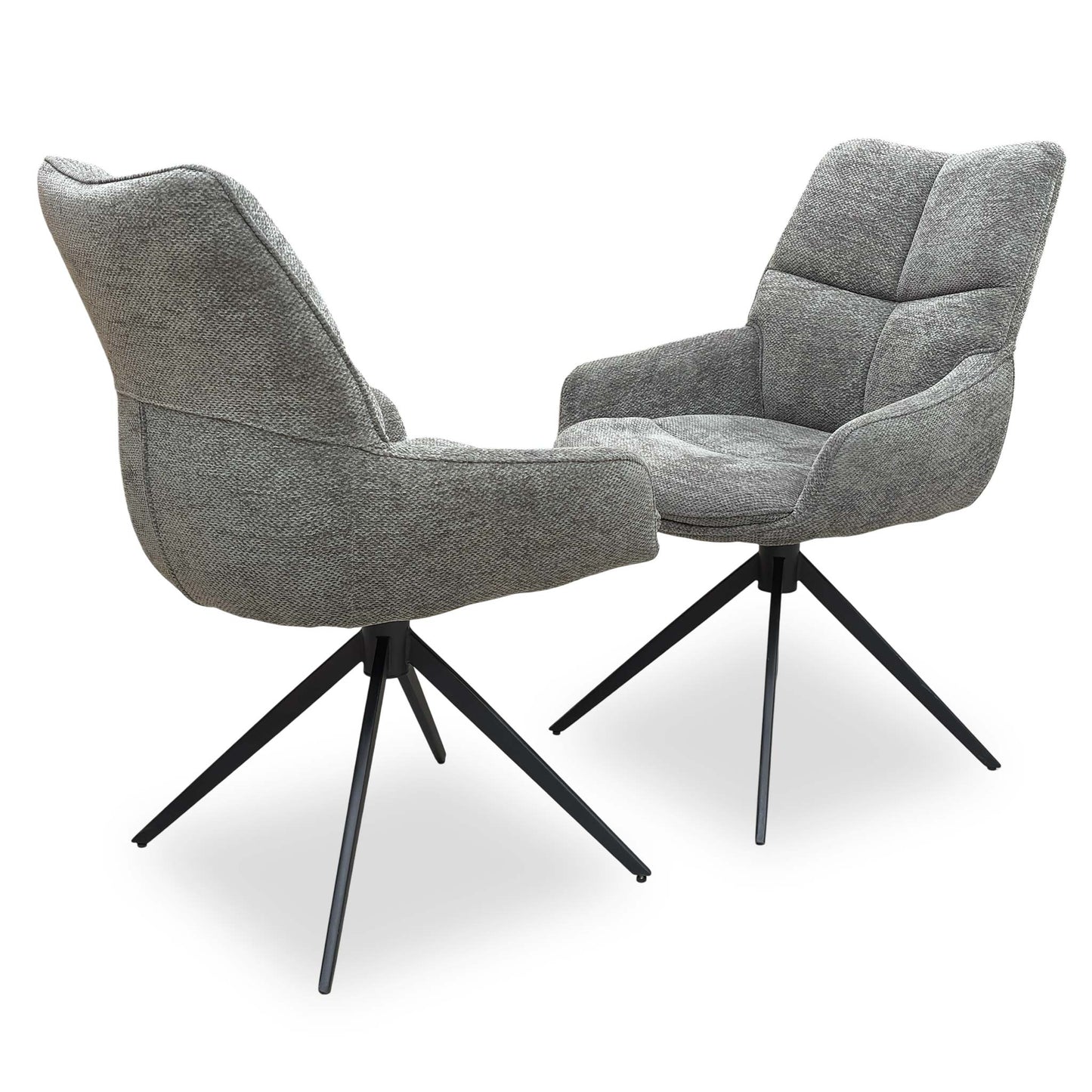 Side profile of the Kiara Ash swivel chair showcasing the contemporary silhouette and ash wood frame support.