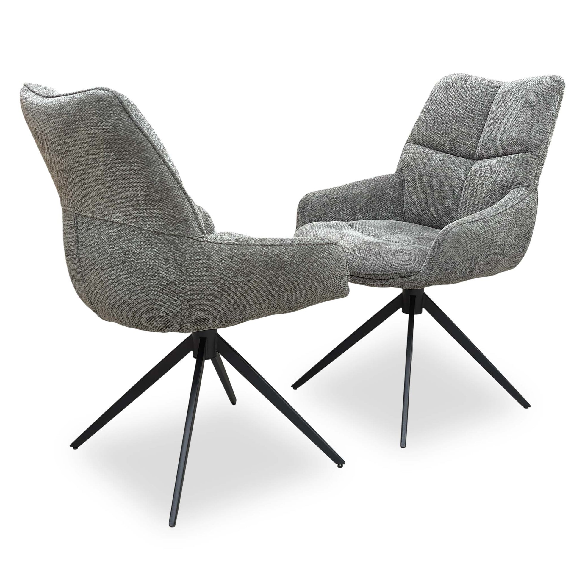 Side profile of the Kiara Ash swivel chair showcasing the contemporary silhouette and ash wood frame support.