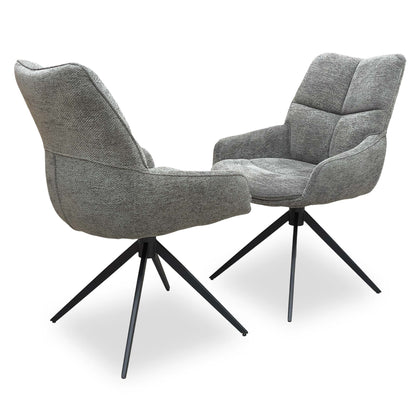 Side profile of the Kiara Ash swivel chair showcasing the contemporary silhouette and ash wood frame support.