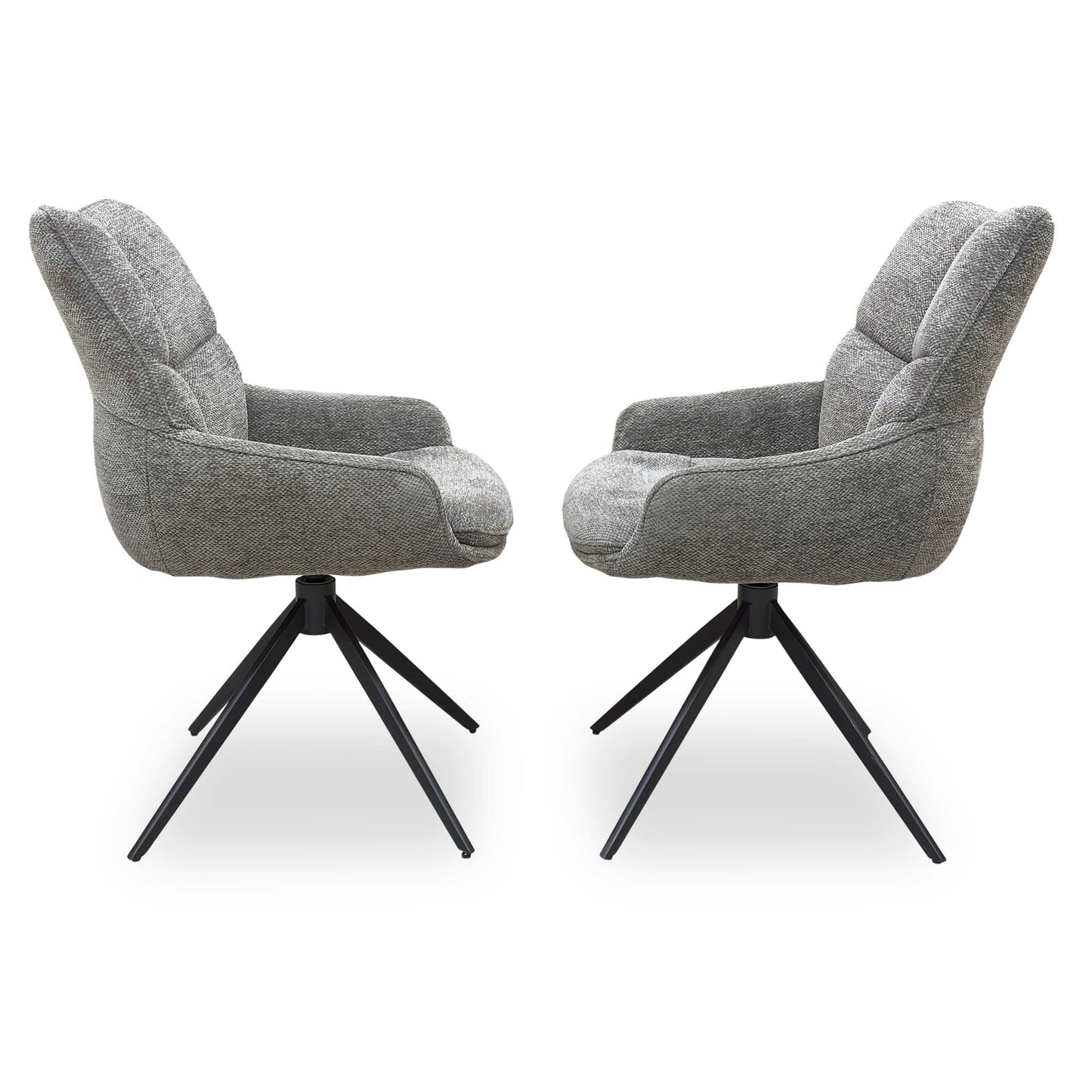 Side profile of the Kiara Ash swivel chair showcasing the contemporary silhouette and ash wood frame support.