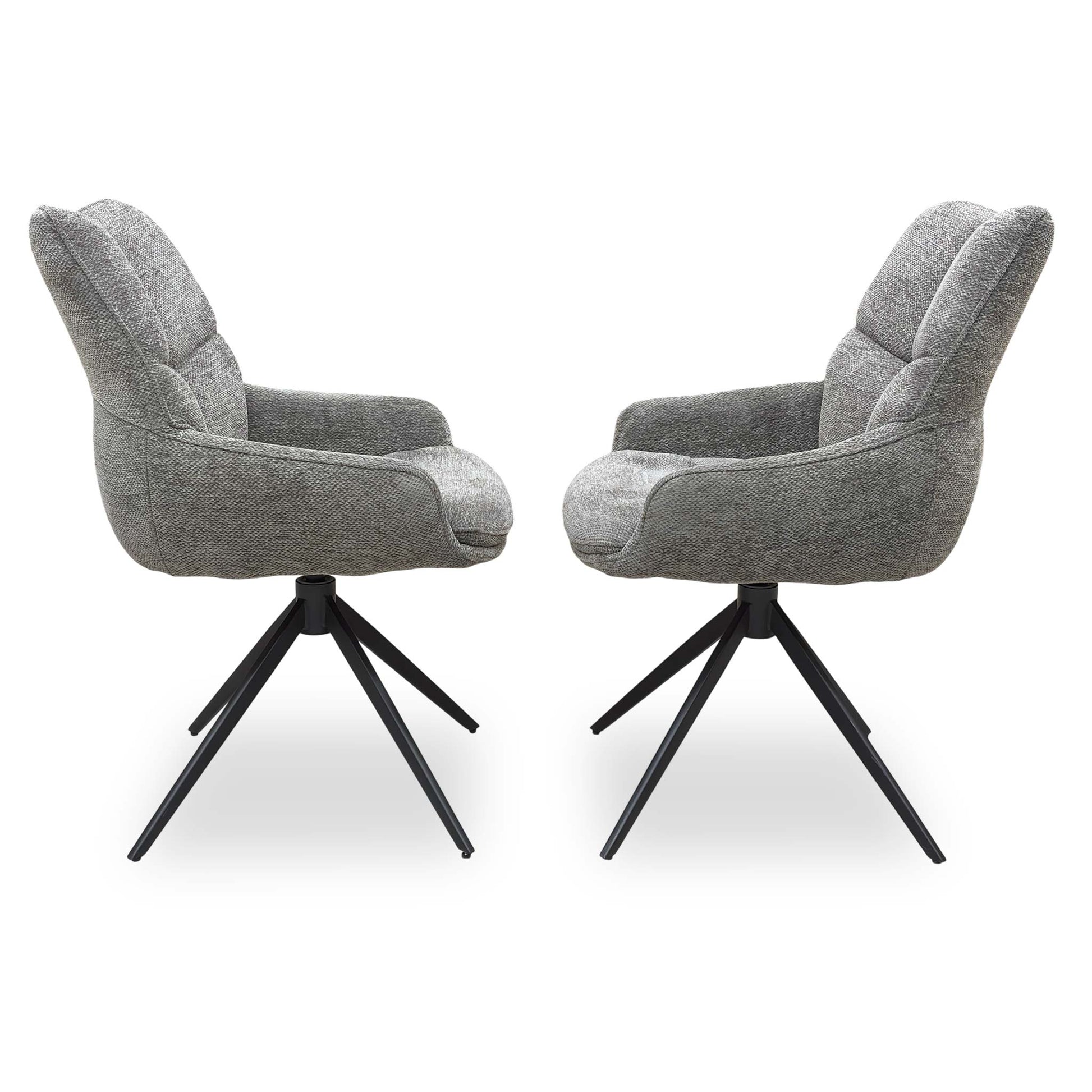 Side profile of the Kiara Ash swivel chair showcasing the contemporary silhouette and ash wood frame support.