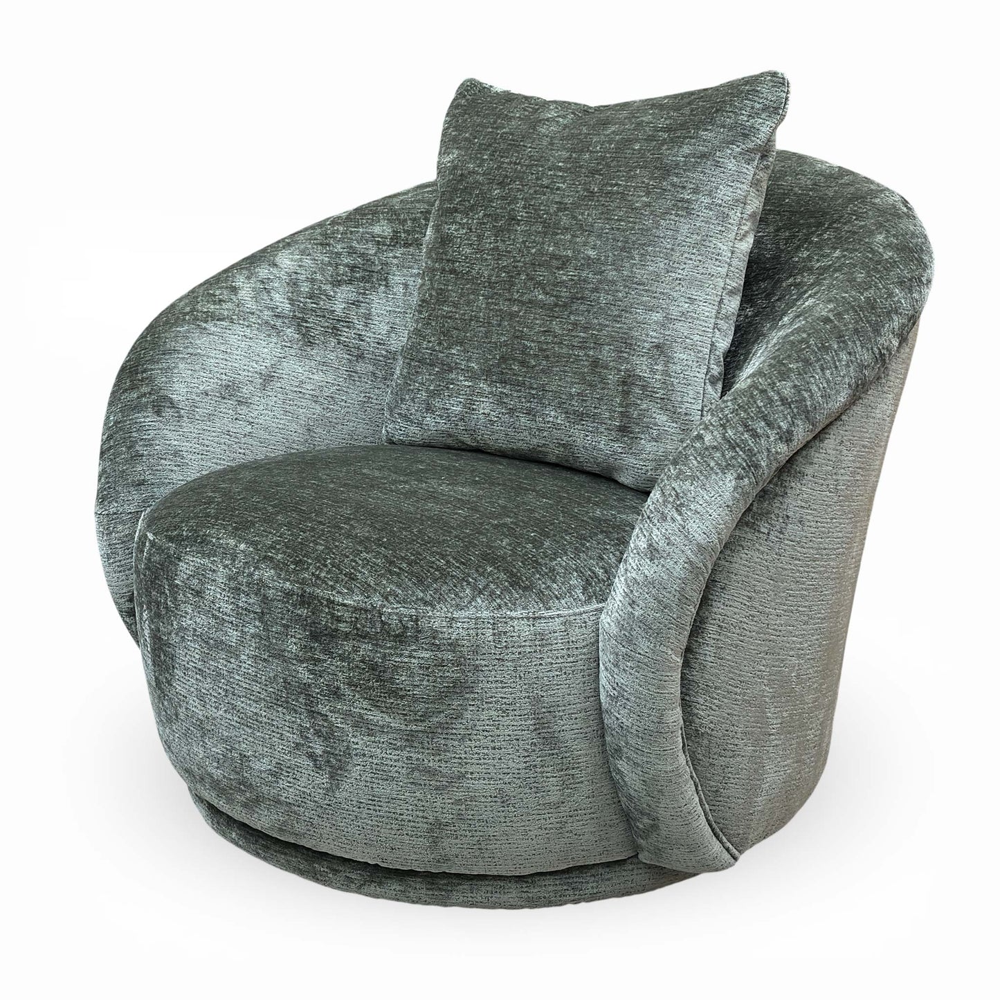 Side profile of the ‘Jasper’ accent chair showing the elegant sloping arms and sturdy structural design.