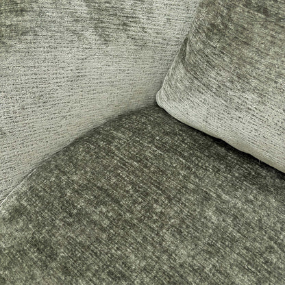 Close-up shot of the high-quality moss green chenille fabric, emphasizing the soft, textured weave.