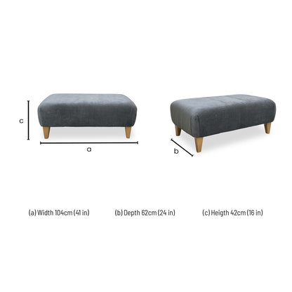 Dimensions for the Furniture Village ‘Soho’ Garda Carbon Dark Grey Footstool.