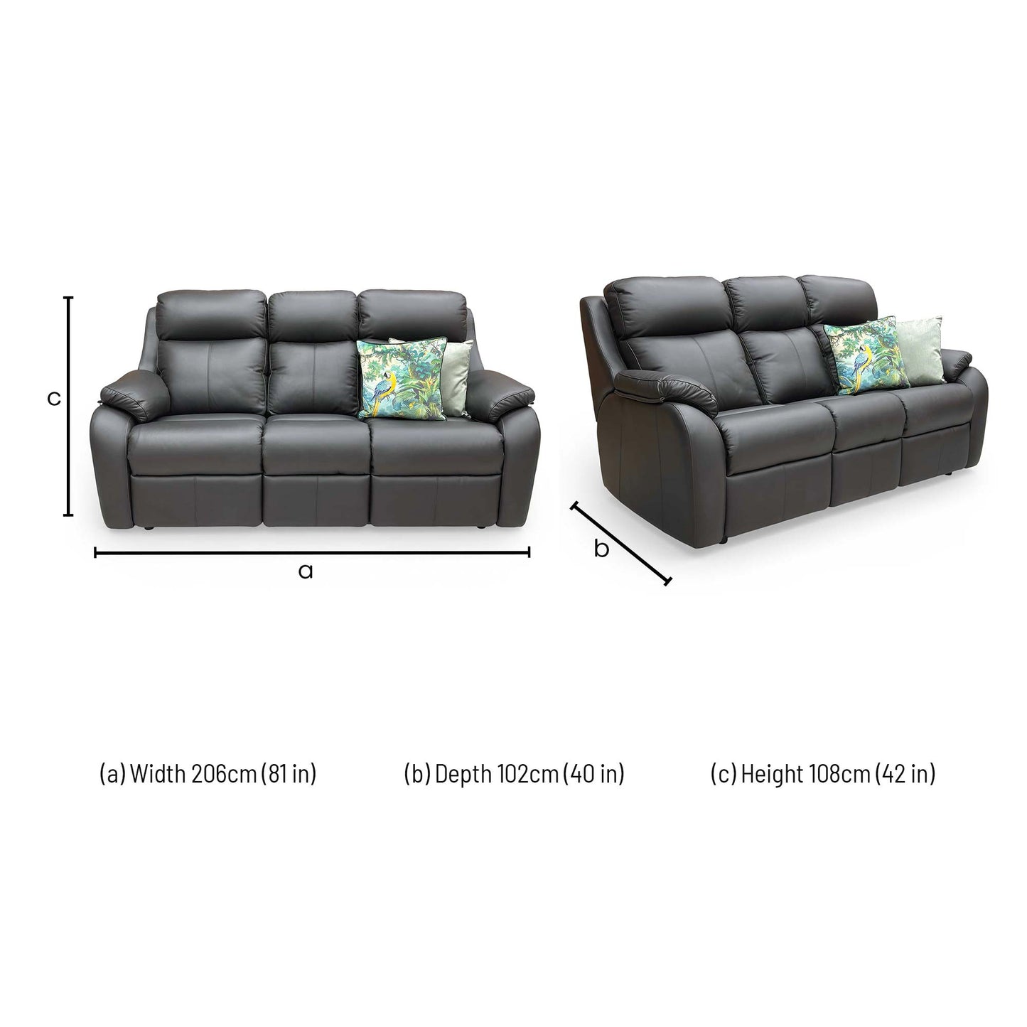Dimension graphic illustrating the sofa's width (205cm), depth (107cm), and height (110cm).