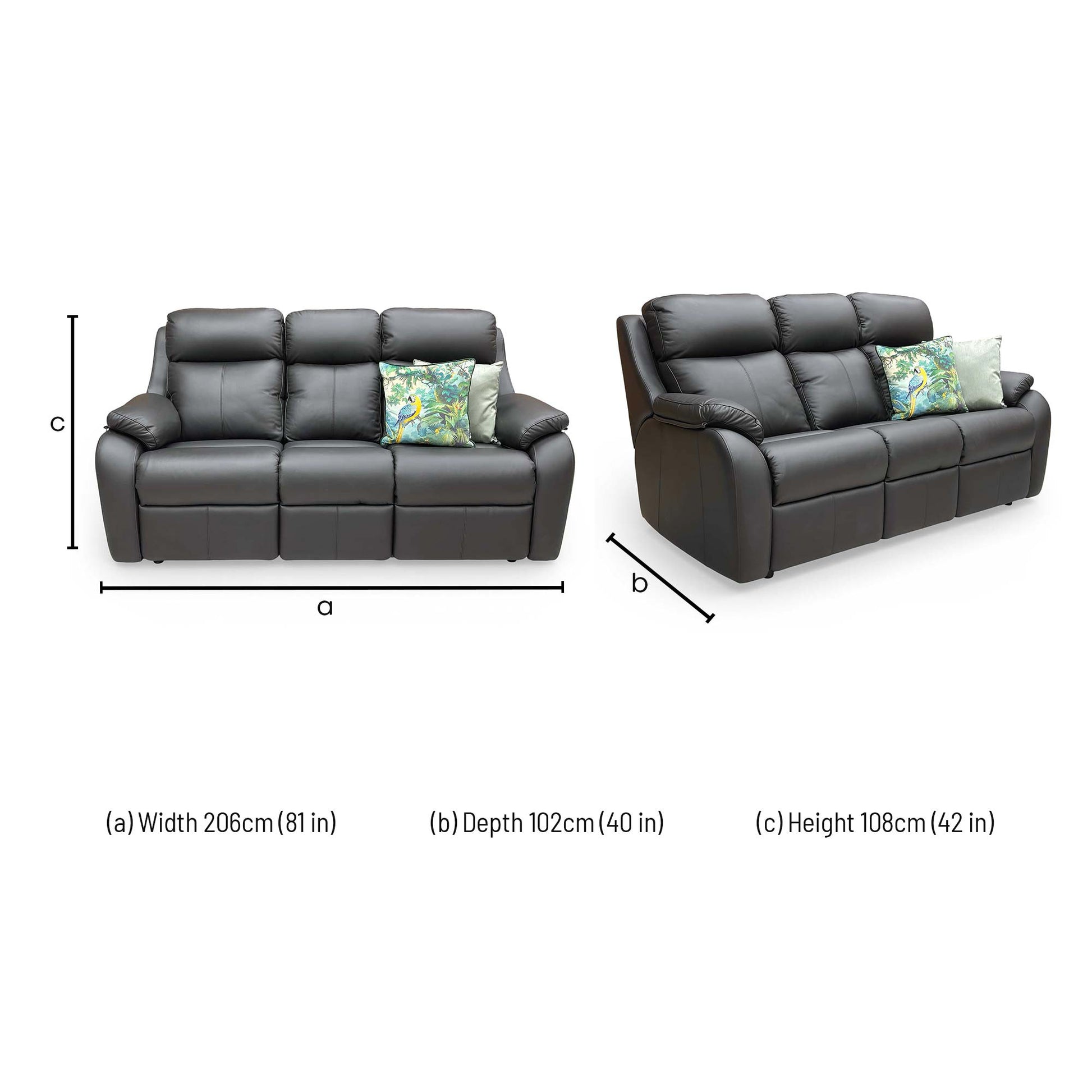 Dimension graphic illustrating the sofa's width (205cm), depth (107cm), and height (110cm).