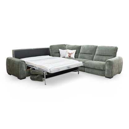 Flex Forest Green Corner Sofa Converted into a Double Sofa Bed with Foam Mattress