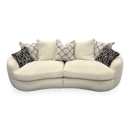 Elevated front angle of the ‘Bow’ 4-seater sofa highlighting the plush, uniform cushioning.