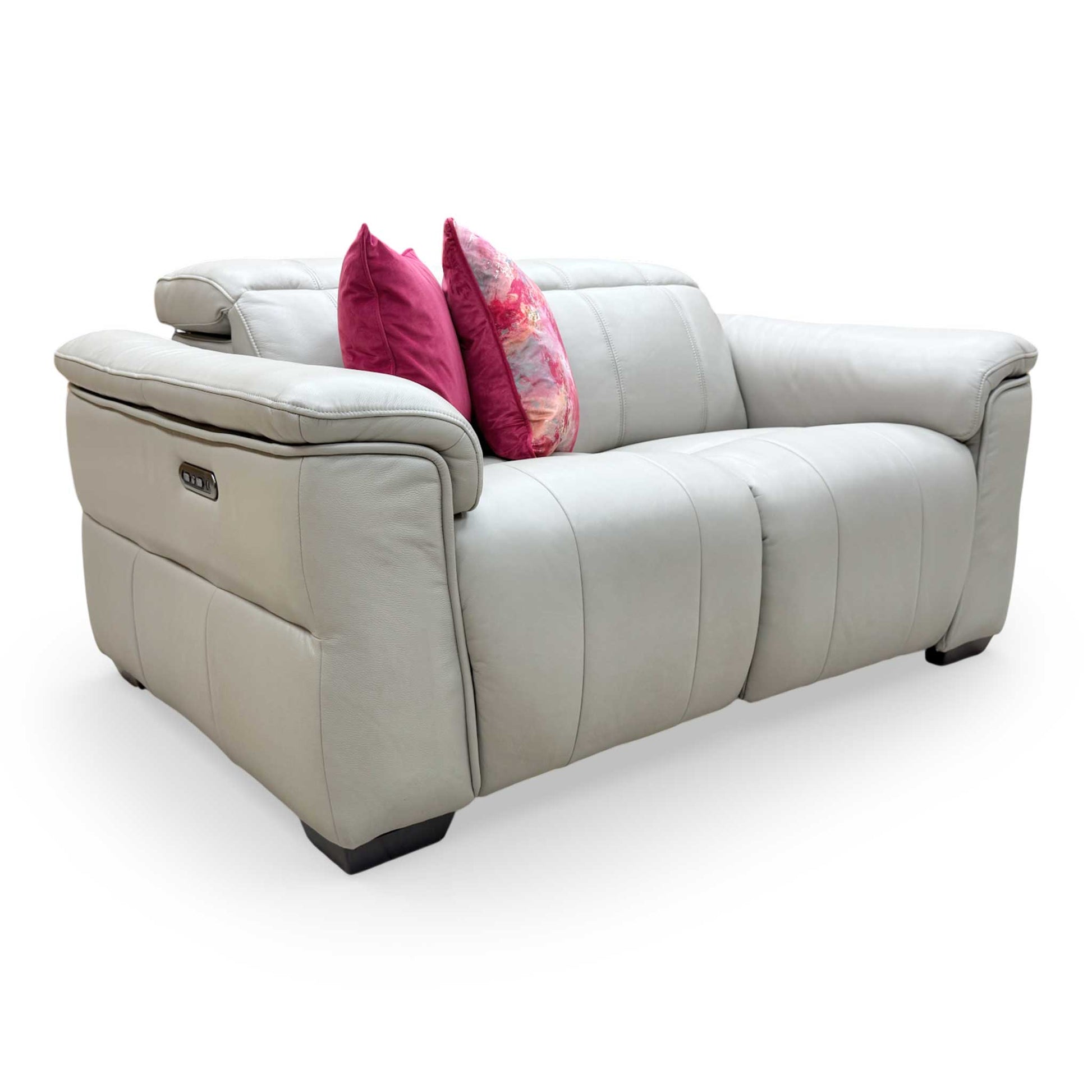 Close-up of the plush seat cushions and sleek armrest design, emphasizing the contemporary build quality.