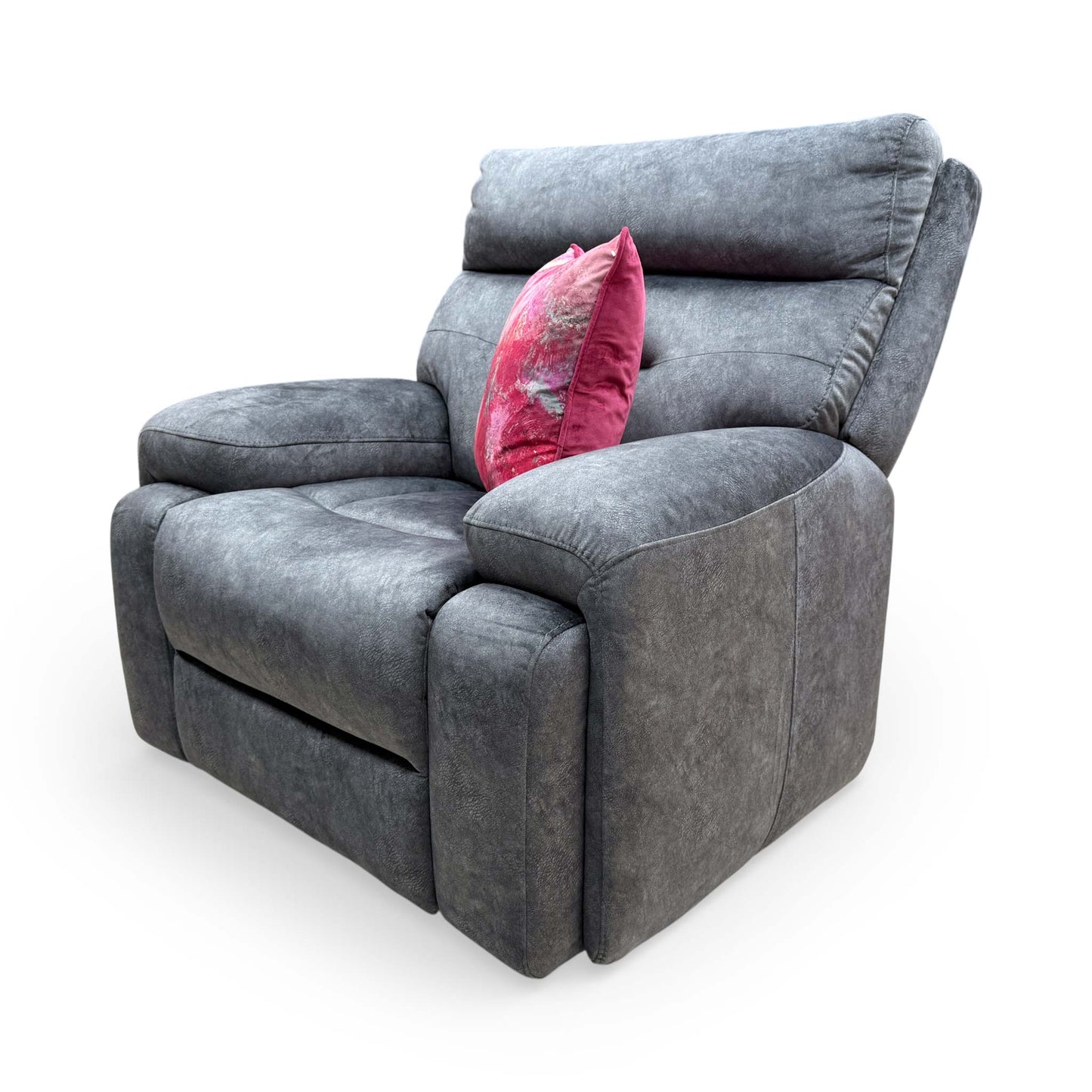 Side profile of the ‘Cinemax’ armchair showing its ergonomic shape and sleek velvet finish.