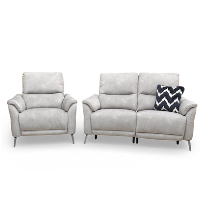 Front angle view showing the plush cushioning and supportive high-back design of the 2-seater recliner.