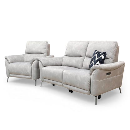 Side view of the stone grey velvet 2-seater sofa, highlighting its contemporary design and clean lines.