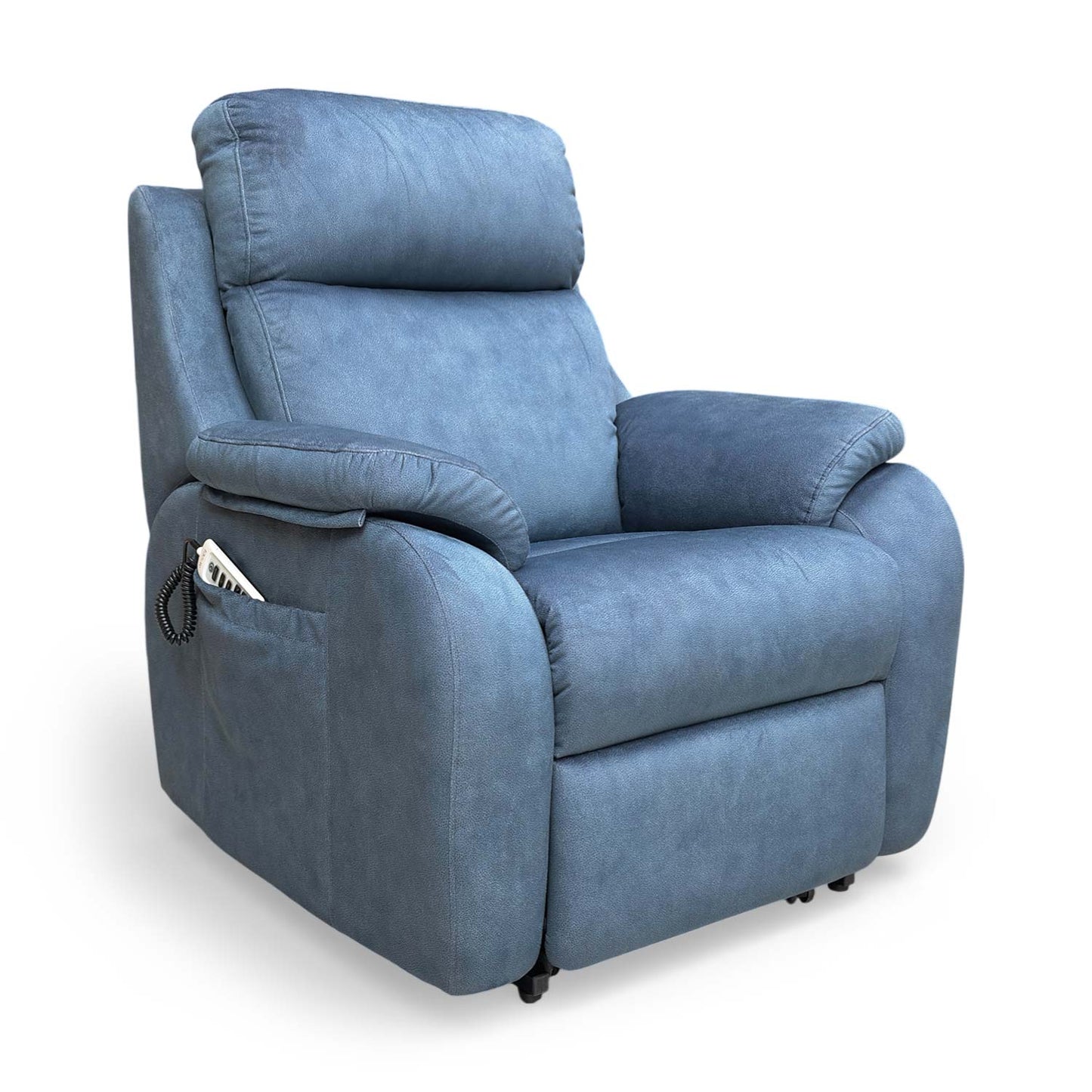 Side profile of the chair in a neutral position, showcasing the deep-seated design and curved silhouette.