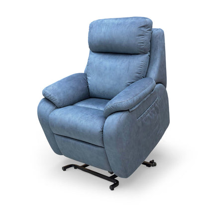 The Kingsbury chair in the "rise" position, tilted forward to assist the user in safely standing up.